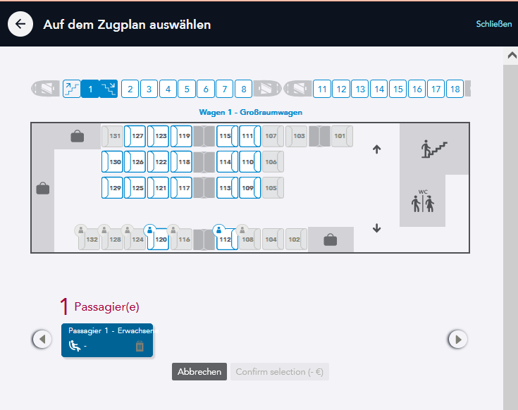 Wahl der Sitzplätze